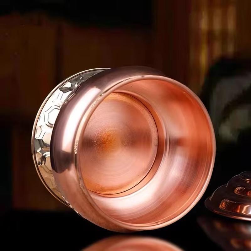 Tibetisches Toba Glasflasche Lebensmittelbehälter Tantrisches Kupfer Handwerk Buddhistisch Große Kapazität Opfergabe Zuhause Innen Schreibtisch Dekorativ