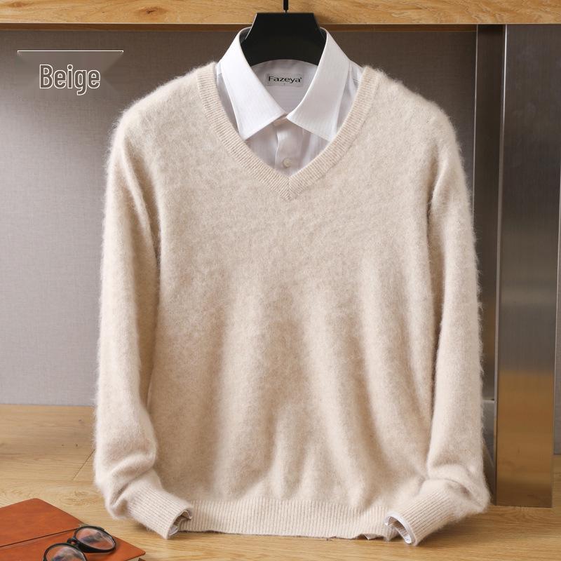 Men's Luxury Cashmere Knit V-Neck Sweater - Autumn/Winter Collection