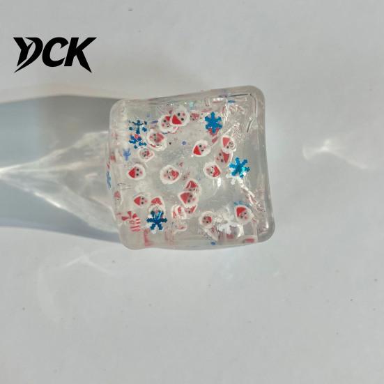 Anxiety Relief Gadget Christmas Ice Cube Squeeze Toy, Confetti Filled Stress Squeezing Cubes Slow Rebound Clear for Reduction Sequined Toy