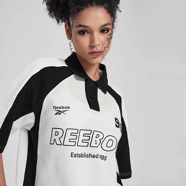 Reebok Color Block Letter Print Short Sleeve Polo Shirt Unisex Tops White 24SRM423UGW1