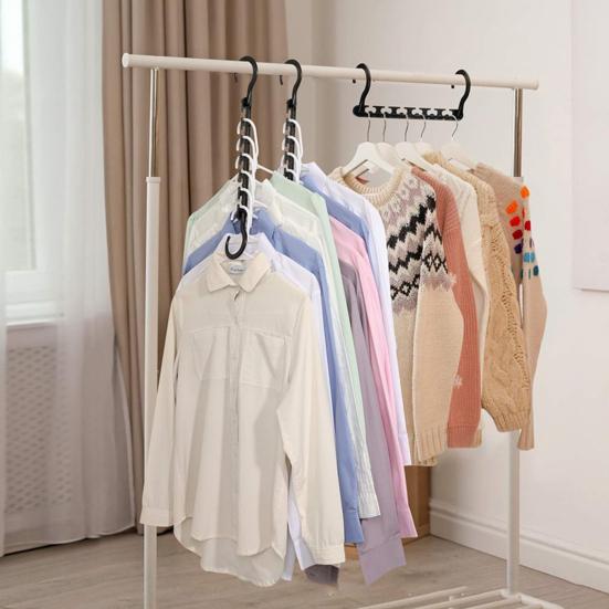 4Pcs Coat Hanger Wardrobe Organizer 360-Degree Rotation Strong Load-bearing 5 Slots Design Space-Saving Closet Organizer