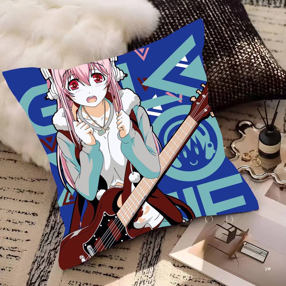 S-Super S-Sonico Pillow Case Square Pillow Bedroom Sofa Leisure Comfort Cushion Car Living Room Home Decoration