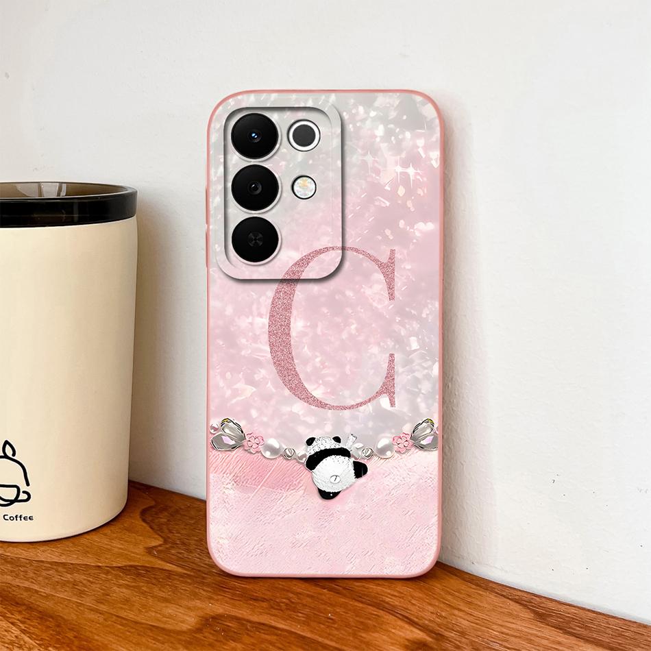For Realme C85 Pro Phone Case Cute Panda Letters Soft Liquid Silicone Lightweight Funda For Realme C 85 Camera Protection Cover