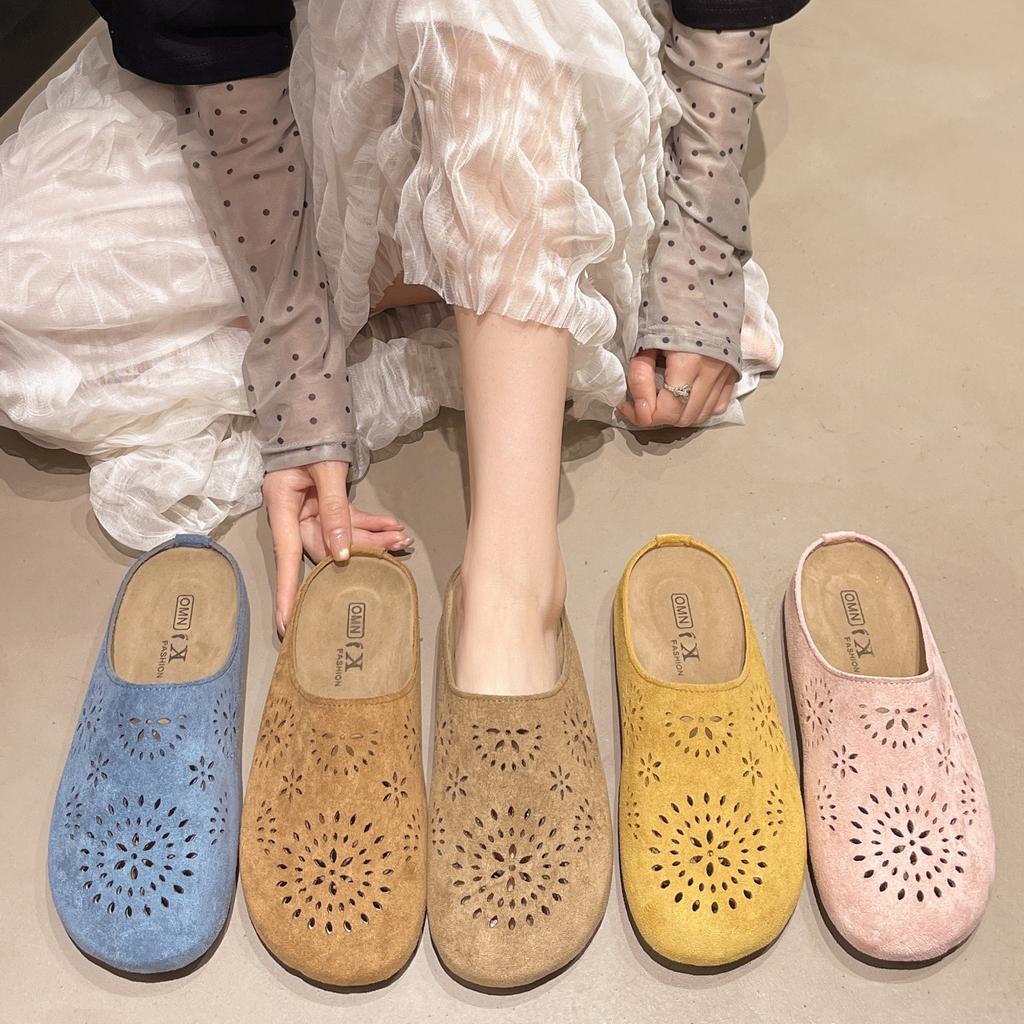 Hollow bag head half slippers women's summer 2025 Boken new outer wear thick-soled casual cool slippers versatile soft bottom