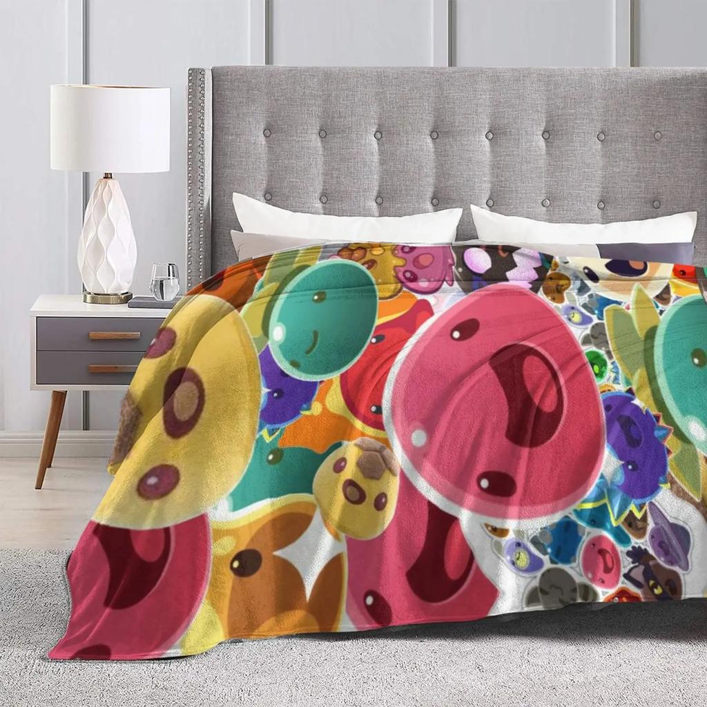 1Pc Slime Cartoon Rancher Game Blankets Anime Cute Plush Novelty Soft Throw Blanket For Bedding Lounge Decoration Office60x80