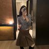 Checked Wool Pleated Skirt Women's Winter A-Line High-Quality Temperament Hip-covering Short Skirt