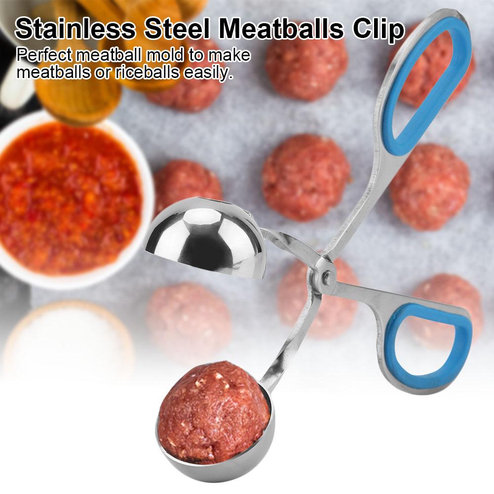 Stainless Steel NOn Sticky Meatballs Rice Balls Clip Maker Mold Kitchen Tool (Blue)