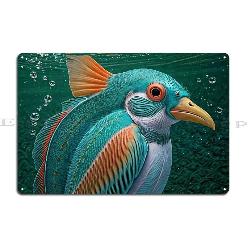 Cute Parrot Fish Obinne Metal Sign Plaques Wall Decor Kitchen Living Room Plates Custom Tin Sign Poster