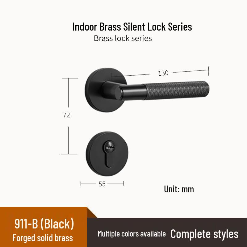 Brass Indoor Magnetic Silent Door Handle for Bedroom & Bathroom