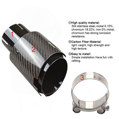 63mm-89mm Glossy Titanium Black Carbon Fiber Car Tip Tail Throat
