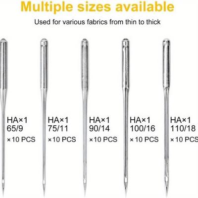 50/100Pcs Universal Sewing Machine Needles for Singer | Durable Metal 5 Sizes (65/9-110/18) All Fabrics, Smooth Stitching