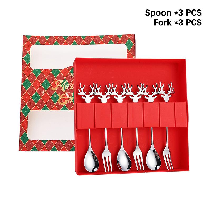 

2/4/6 шт. мультяшная креативная рождественская форма головы лося нержавеющая кофейная ложка рождественское украшение декор стола подарки Navidad A5
