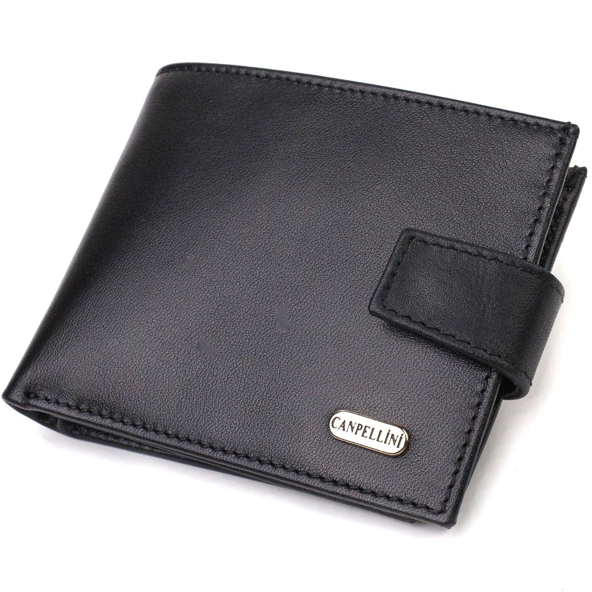 

Класичний портмоне для чоловіків з натуральної гладкої шкіри CANPELLINI 21882 Чорний