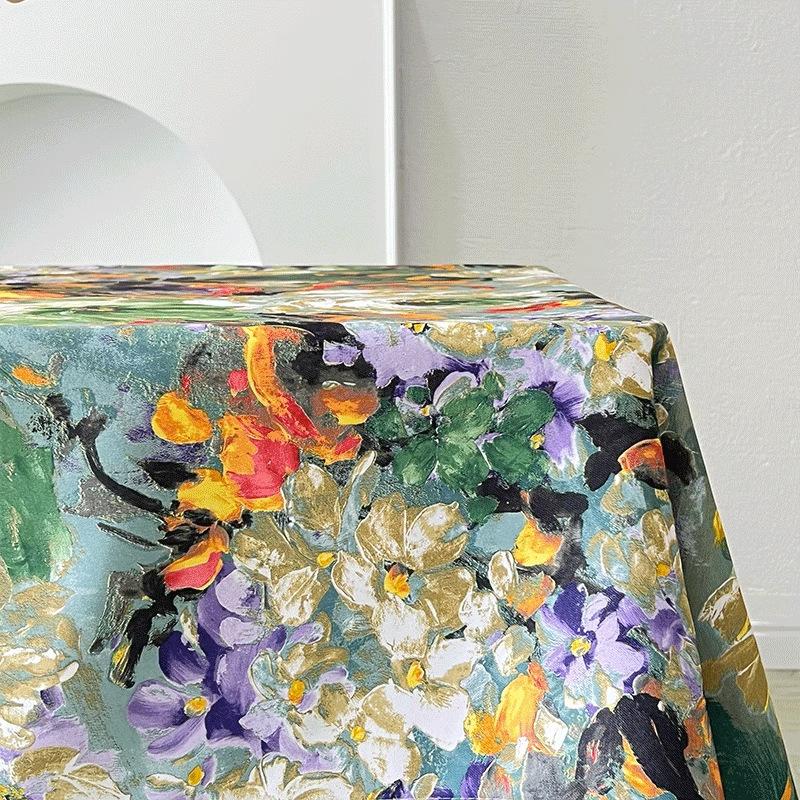 American Style Oil Painting Tablecloth Stain-resistant Home Table Cloth Dining Table Cloth Retro Waterproof Oil Proof Tablecloth