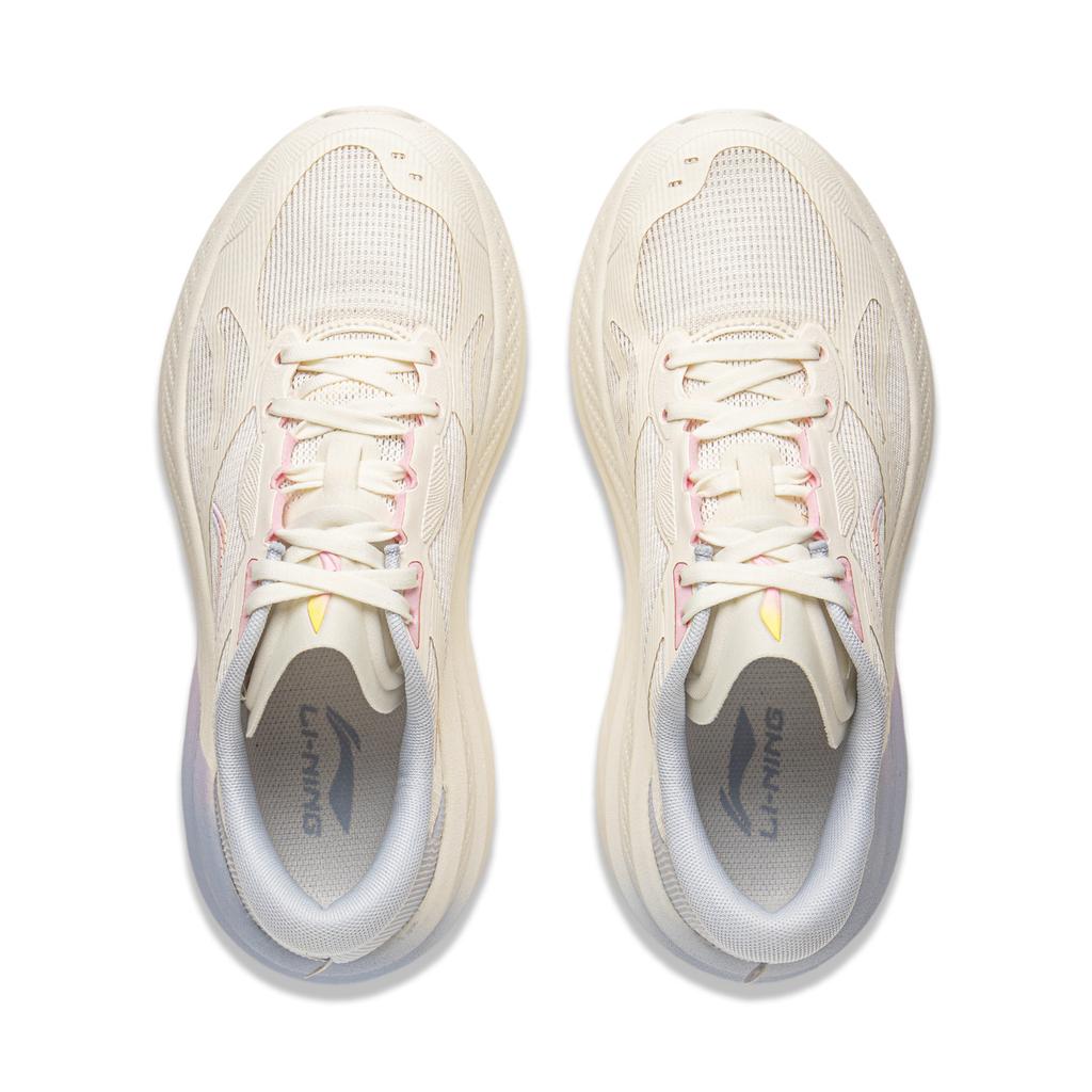 New LiNing Cushioning Anti Slip Wear Resistant Breathable Height Increasing Low Top Running Shoes Women's White Blue ARSV028-2