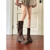Cowhide~ Genuine Leather Two Wear Removable Retro High-heeled Boots Thick-soled Thick-heeled Trouser Tube Boots Women's Autumn and Winter High Boots