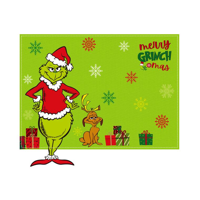 Set Ciorap de Crăciun Grinch și Fustă de Brad cu Huse pentru Scaun și Sticlă de Vin