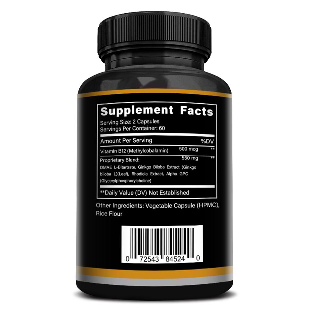 Ginkgo Biloba Extrakt Nahrungsergänzungsmittel, Mit Vitamin B12, 120 Kapseln Pro Flasche