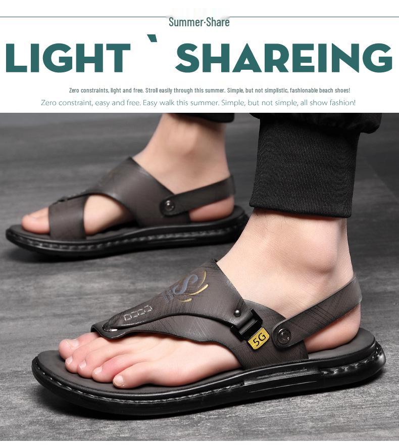 Men’s Genuine Leather Dual-Use Sandals and Slippers – Versatile Casual Beachwear