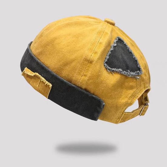 Vermieter Hut Verstellbare Metallschnalle Used Gewaschener Denim Hut Patchwork Stoff Street Hip-Hop Stil Unisex Kuppelkappe