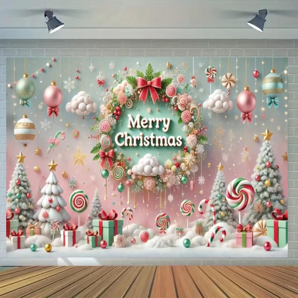 Merry ChristmasTree Gift Boxes  Backdrop Xmas Decoration Background Winter Backdrop Decorations For Photo Studio Photo Booth Christams Party