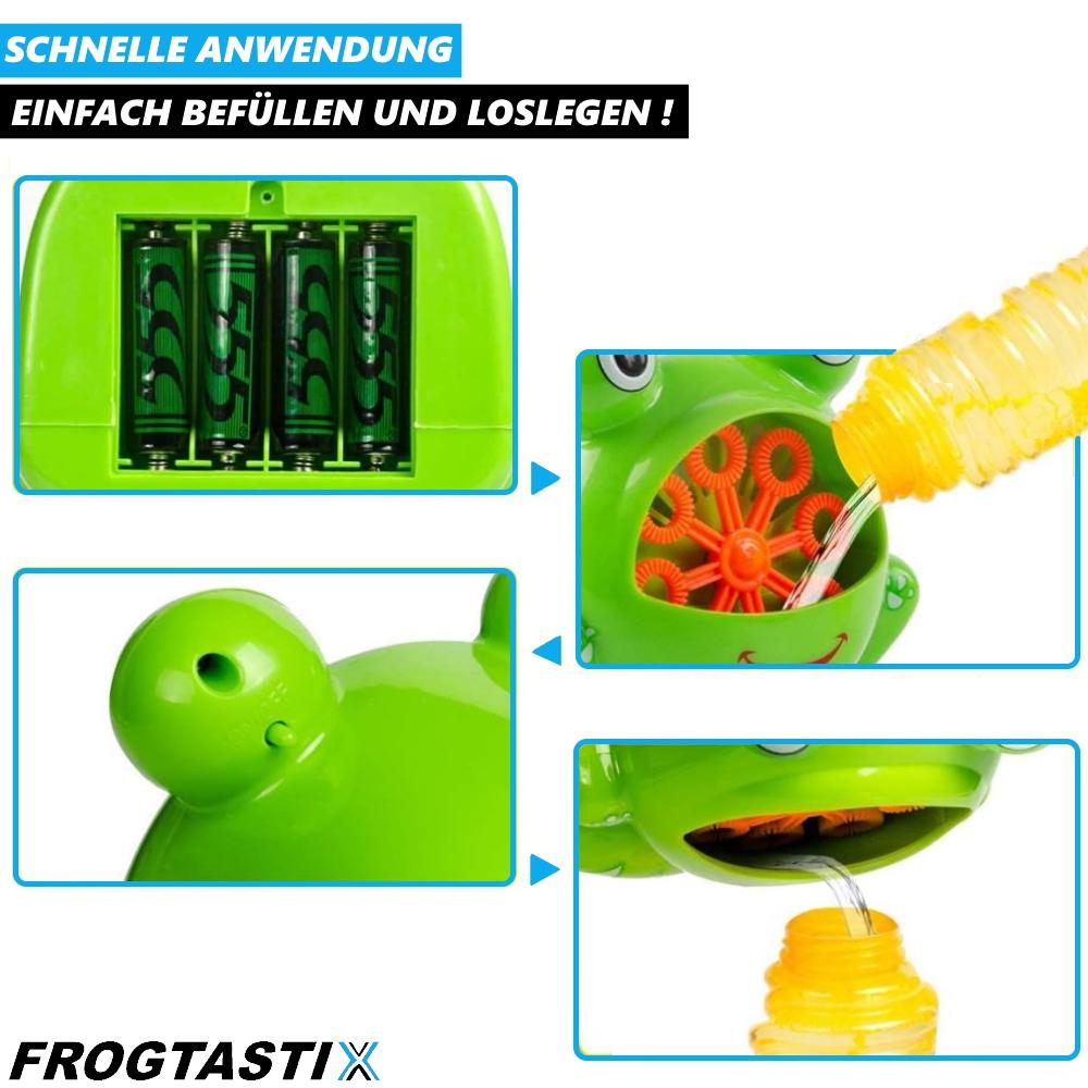 FROGTASTIX Soap Bubble Machine Frog Soap Bubble Device Soap Bubble Liquid