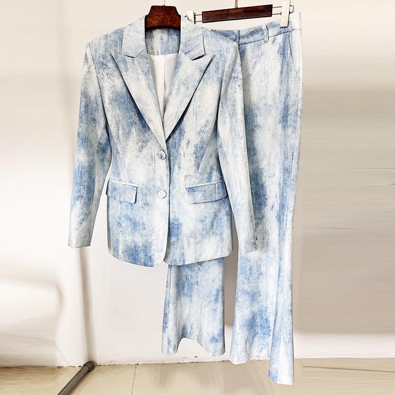 High-End Tie-Dye Slim-Fit Suit Set - Early Spring 2026 Collection M синий