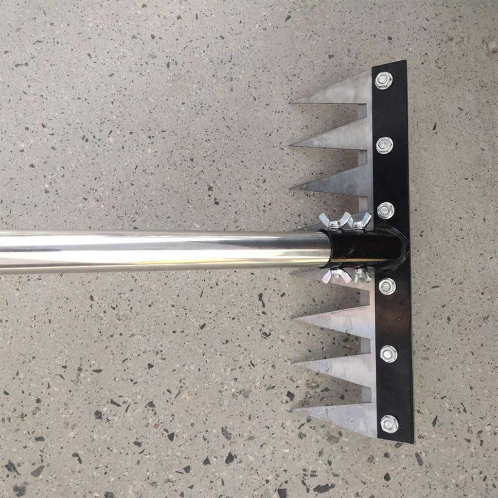 8-tooth Heavy-duty Thatch Rake Stainless Steel Weeding Dethatcher Adjustable Length Outdoor Tilling Tool For Soil Plowing Hoeing