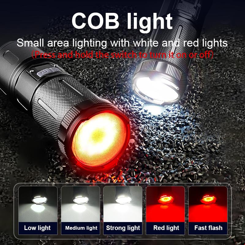 Ultra Bright Flashlight 30W LED Powerful Flash Light Rechargeable Torch COB Lamp Telescopic Zoom Hand Light Outdoor Lantern