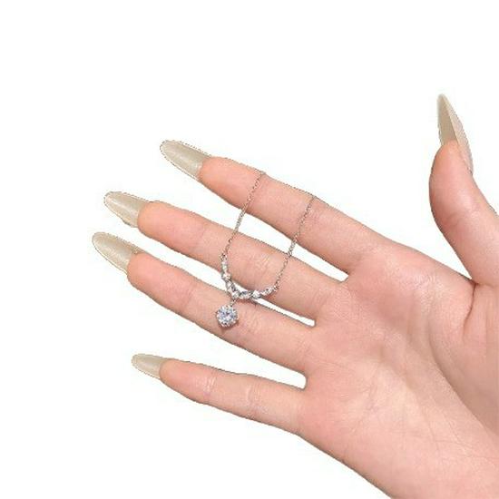 Shining Water Drop Pure Silver Necklace, Women's Light Luxury Clavicle Chain, Birthday Gift