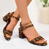 Fashion Fashion Leopard High Heel Sandals Women New Ankle Strap Platform Sandal Female Office Ladies Thick Heeled Sandalias Mujer