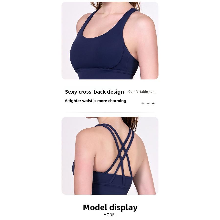 Naked Yoga Vest Cross Beautiful Back Seamless Gathering Sports Fitness Yoga Bra Yoga Clothes Top Women