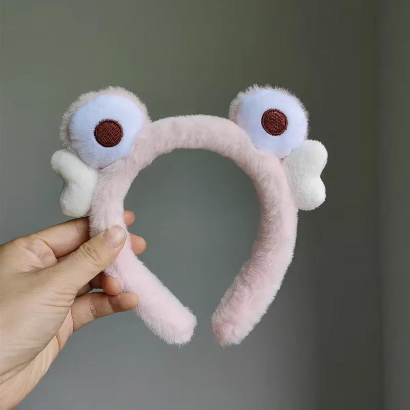 Lady Frisch und Niedlich Gesicht Haarband Netzrot Cartoon Lustig Plüsch Stirnband Kleiner Frosch Haarschmuck