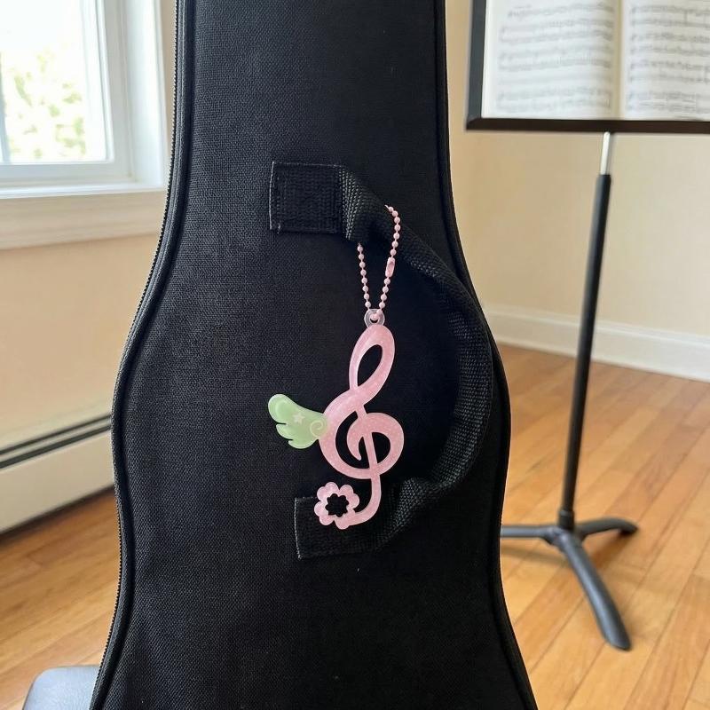 Cute Clover Music Note Keychain Wing Charm Lucky Key Ring Ins Style Cute Bag Pendant For Girls Women Car Key Accessory Gift