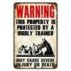 Warning This Property Is Protect By Labradoodle Dog Tin Sign Vintage Farm Decor Art Pet Lover Tin Metal Sign