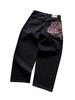 RogueWave Cherry Blossom Selvedge Embroidery Denim Pants Y2k Retro Casual Baggy Straight Wide Leg Jeans High Quality Hiphop Streetwear