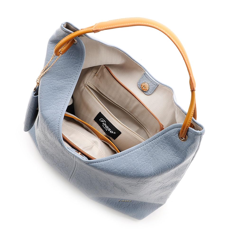 FIRANO Women's Round Curved Tote Bag (with Pass Case) 403105 Greige