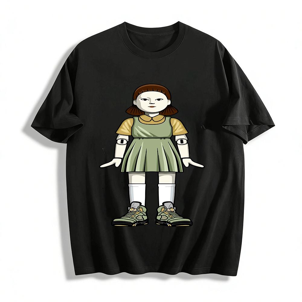 Squid Game Same Style Puppet Print Casual Short Sleeve T-Shirt Pure cotton T-shirt XXS