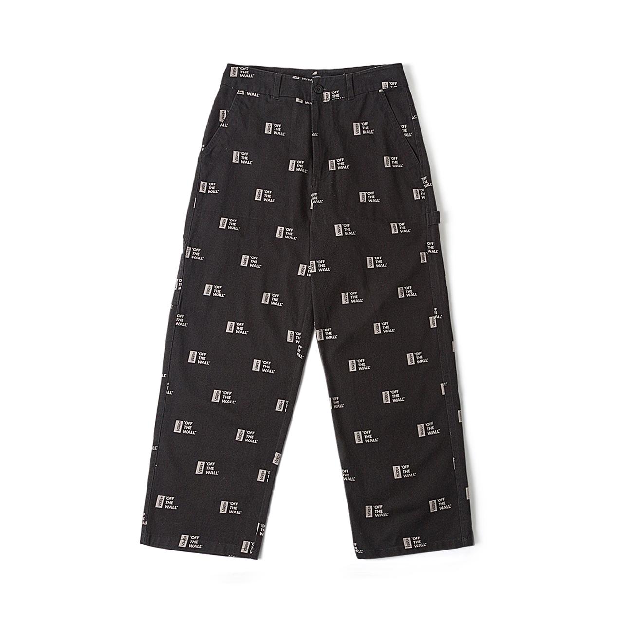Vans Allover Logo Loose Straight Leg Workwear Pants Black Unisex VN000GQBCRG L