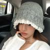 Lace Lace Knitted Bucket Hat Women's Autumn and Winter Sweet Warm Face Small Wool Hat Advanced Sense