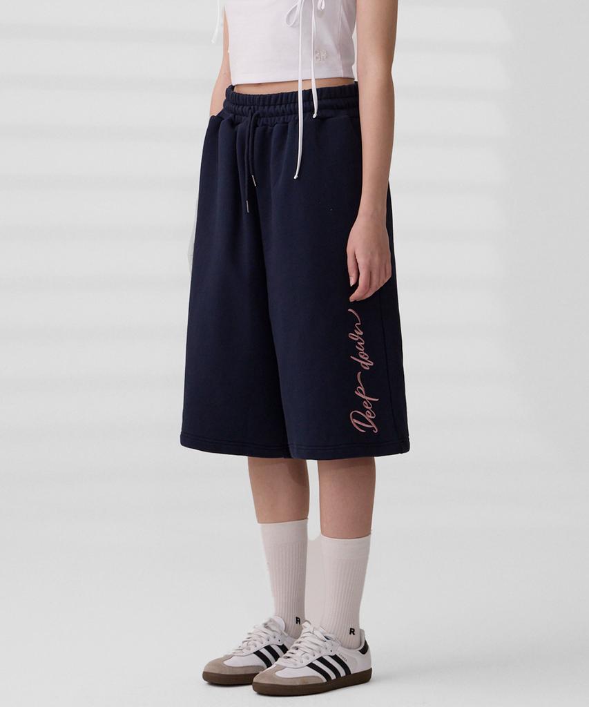 DANGLEDROP Dgdp Side Lettering Sweatshirt Bermuda Pants Navy