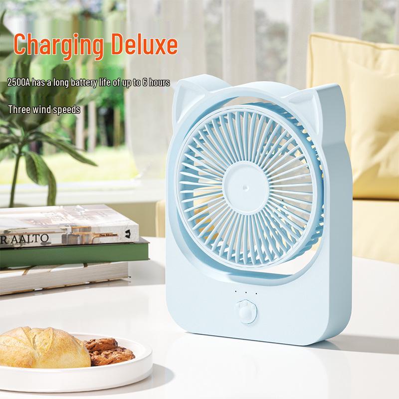 

26-Year New Cat Ear Mini USB Fan: Ultra-Light, Quiet, Portable Handheld/Desktop Fan for Office Use 13.5*3.2*18.2 cm синий