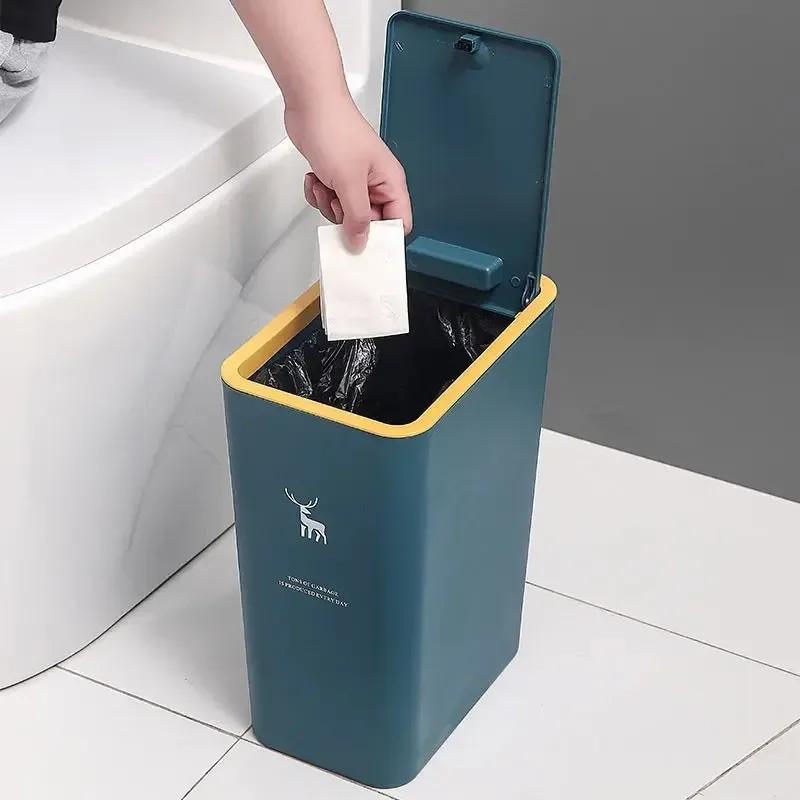 10L 15L Nordic Toilette Mülleimer Haushalt mit Deckel Küche Klassifizierung Presstyp Badezimmer Wohnzimmer Rechteckiger Mülleimer