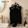 2Pcs And 1-Piece Wall-Mounted Black Cat Hand Towel, Kitchen Heat-Resistant Mat, Thickened Absorbent Coral Fleece Cleaning Cloth And Hand Towel