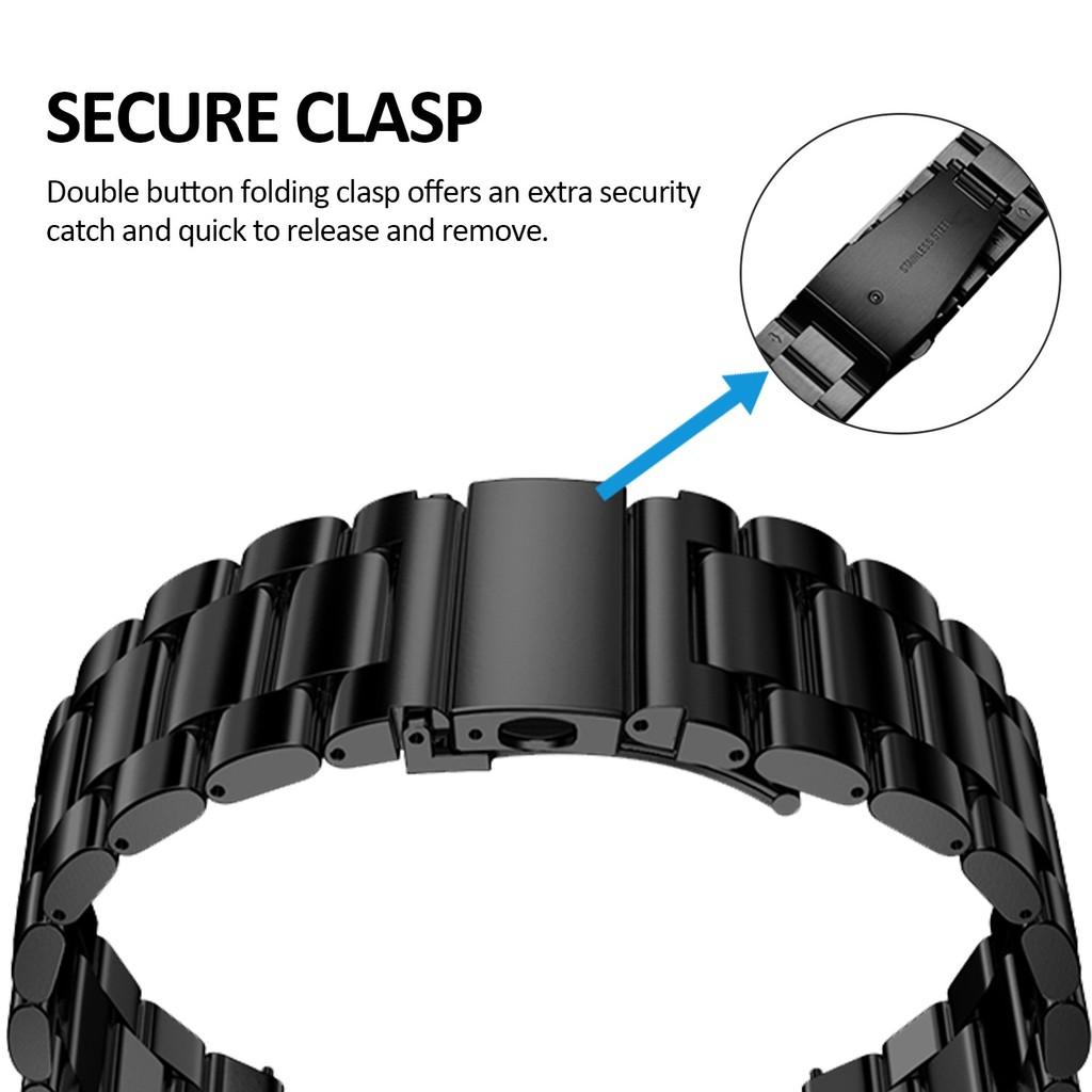 Stainless Steel Metal Watch Band & TPU Full Cover Case For Amazfit Active Max Three Bead Strap Protective Set