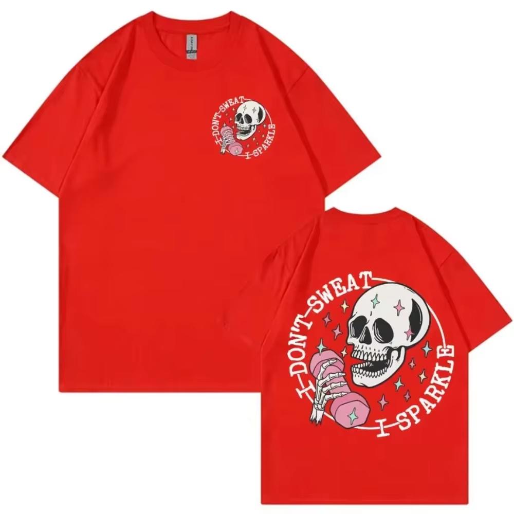Funny Skeleton Muscle Mommy Gym T Shirt Men Women Fashion 90s Retro Gothic Tshirts Summer Pure Cotton Short Sleeve Streetwear
