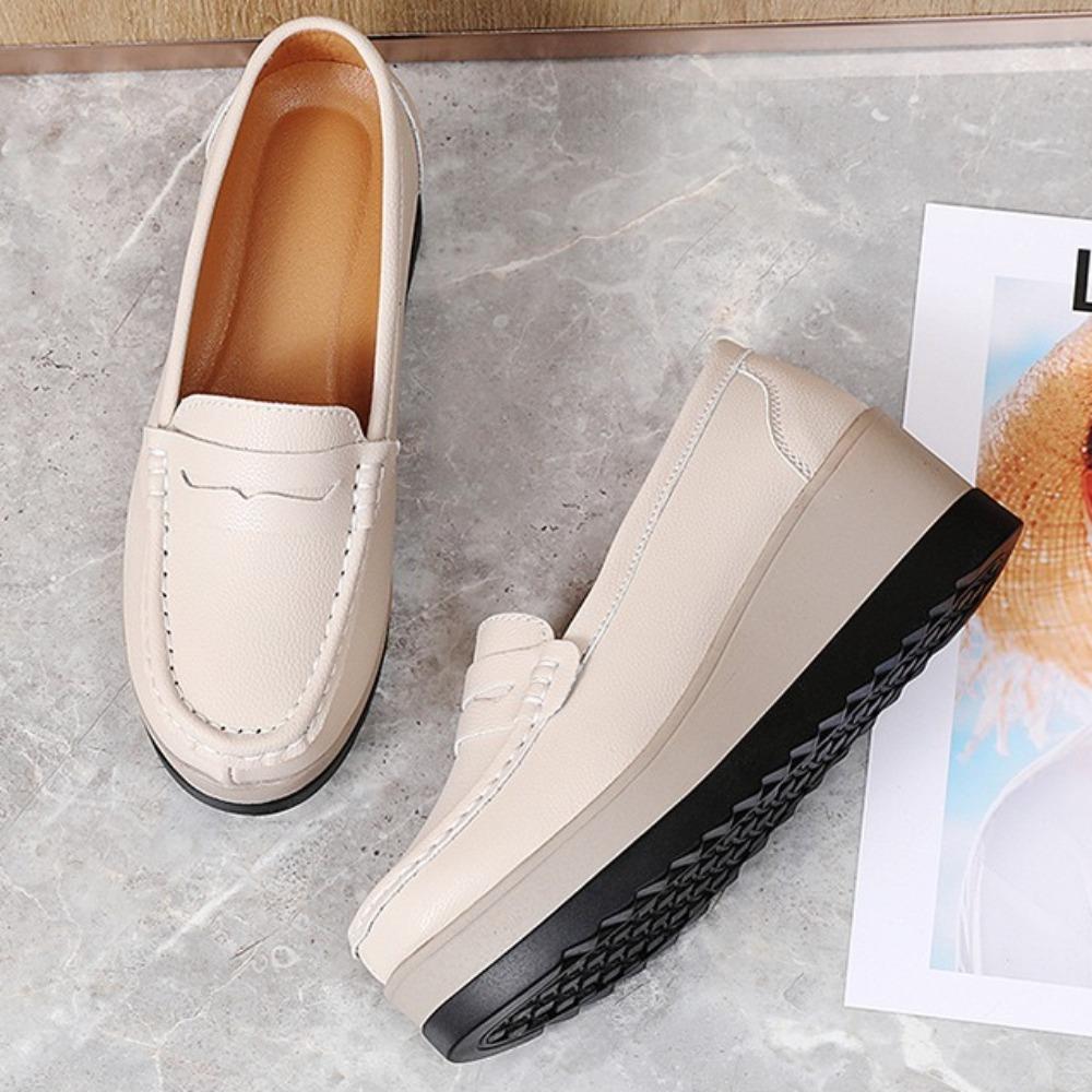 Casual Shoes Women's Spring and Autumn One-pedal Muffin Shoe Women's New Platform Mid-heeled Pumps Womens Commuter Shoes