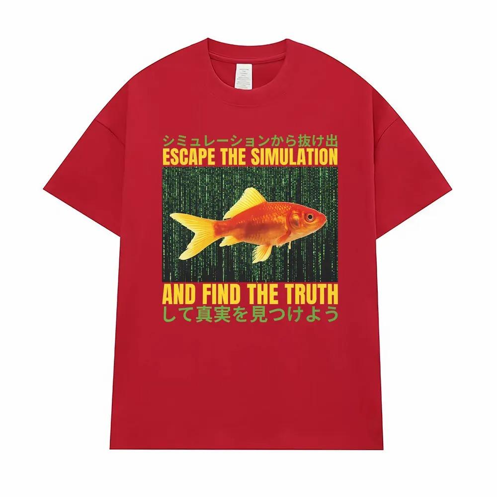Escape the Simulated World Seek the Truth Funny Japanese Style Graphic TShirt Unisex Classic Oversized Mens Tshirts