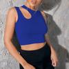 Women's Sexy Hot Girl Fashion Design Sleeveless Sports Vest Slim Ultra Short Sexy Hollow Round Neck Solid Color Top