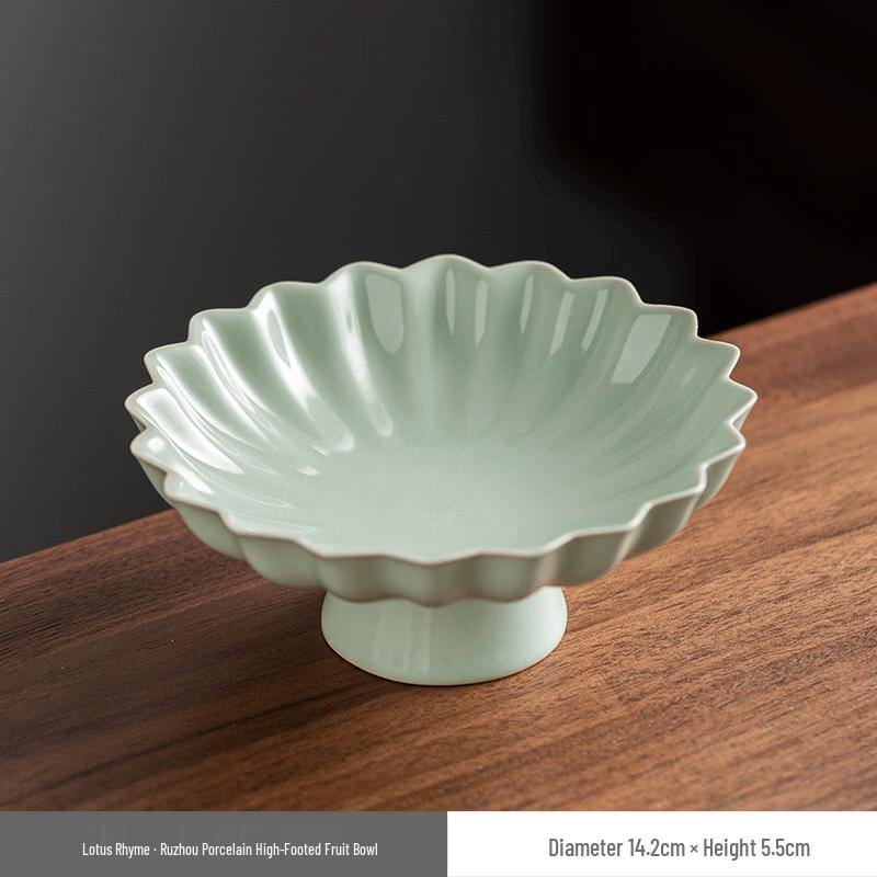 Chaxun Sky-Blue Ru Kiln Lotus Snack Plate